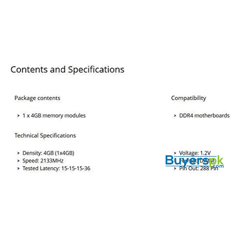 Corsair CMV4GX4M1A2133C15 4 GB DDR4 2133 MHz CL15 DIMM Memory Kit - RAM Corsair CMV4GX4M1A2133C15 4 GB DDR4 2133 MHz CL15 DIMM Memory Kit - RAM